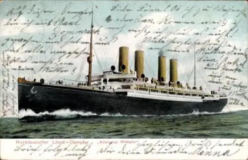 Ak Dampfer Kronprinz Wilhelm, Norddeutscher Lloyd Bremen, Schnelldampfer