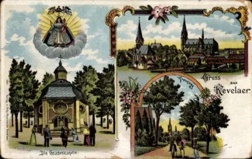 Litho Kevelaer am Niederrhein, Gnadenkapelle, Kreuzweg