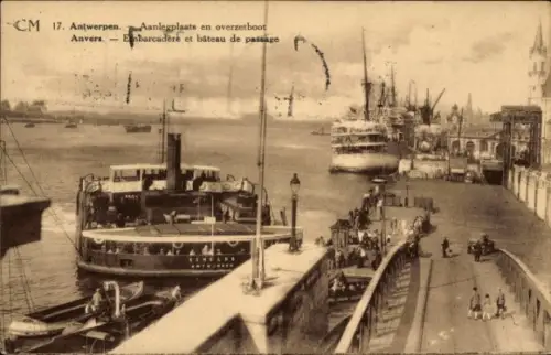Ak Antwerpen Flandern, Hafenansicht, Schiffe, Anlegestelle,  Bateau de passage
