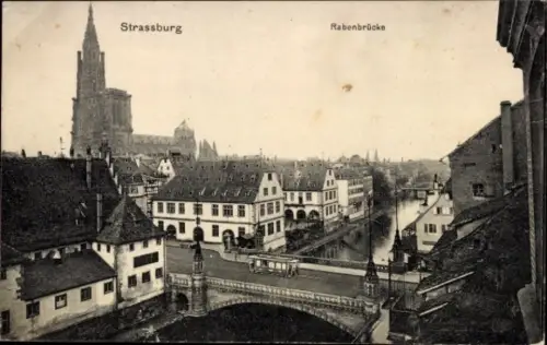 Ak Strasbourg Straßburg Elsass Bas Rhin, Rabenbrücke