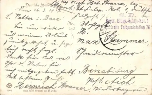 Künstler Ak Diepe, deutscher Soldat mit Familie