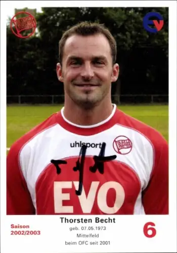 Autogrammkarte Fußballer Thorsten Becht, Kickers Offenbach, Autogramm