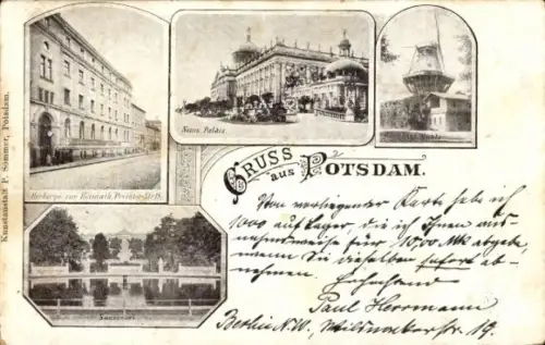 Ak Potsdam, Mühle, Neues Palais, Sanssouci