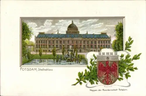 Präge Wappen Litho Potsdam, Stadtschloss, Residenzstadt