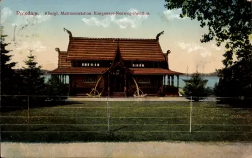 Ak Potsdam in Brandenburg, Königl. Matrosenstation Kongsnaes-Norweg-Pavillon