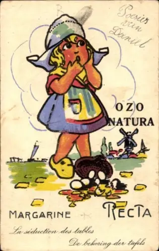 Künstler Ak Mädchen in Tracht, Margarine, Recta