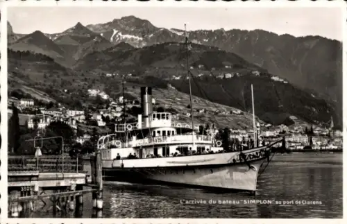 Ak Clarens Montreux Kanton Waadt, Ankunft des Schiffes Simplon