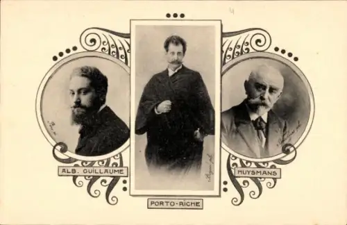Ak Maler Albert Guillaume, Dramatiker Georges de Porto-Riche, Schriftsteller Joris-Karl Huysmans