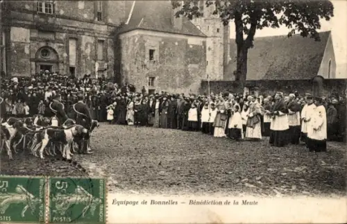 CPA Chasse a Courre, Equipage de Bonnelles, Benediction de la Meute