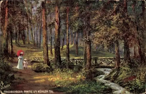 Künstler Ak Friedrichroda im Thüringer Wald, Spaziergang im kühlen Tal