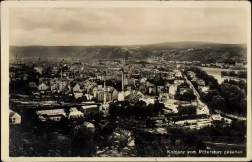 Ak Koblenz am Rhein, Koblenz vom Rittersturz, Stadtansicht, alte Gebäude