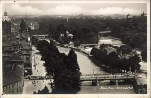 Ak München, Isar, Gesamtansicht