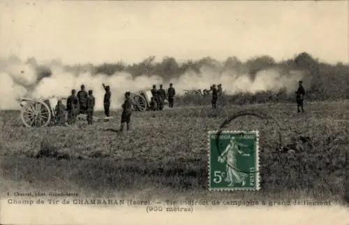 CPA Chambaran Isère, Tir indirect de campagne à grand defilement