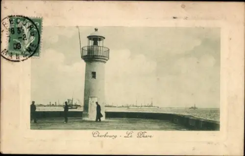 Präge Passepartout Ak Cherbourg, Le Phare