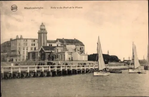 CPA Blankenberghe Blankenberge Flandre occidentale, Entre du Port et le Phare