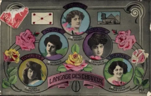 Haarsprache Ak Frauen, Portraits, Noire, Chataine, Rousse, Brune