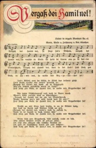 Lied Ak Günther, Anton, Erzgebirgische Mundart 47, Vergaß dei Hamit net