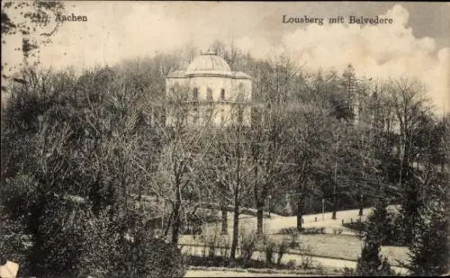 Ak Aachen,  Lousberg mit Belvedere, Bäume, Landschaft