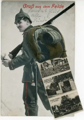 Leporello Ak Deutscher Soldat, Gruß aus dem Felde, Soldatenfriedhof Corbeny, 1. WK