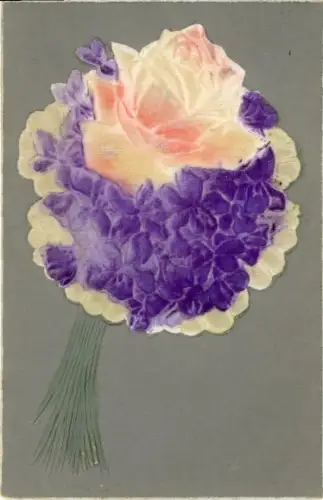 Ak Blumenstrauß, Rosen, Veilchen