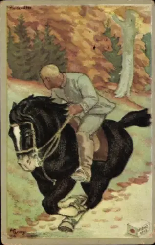 Künstler Ak Georgi, W., Meldereiter, Leibniz Keks, Reklame