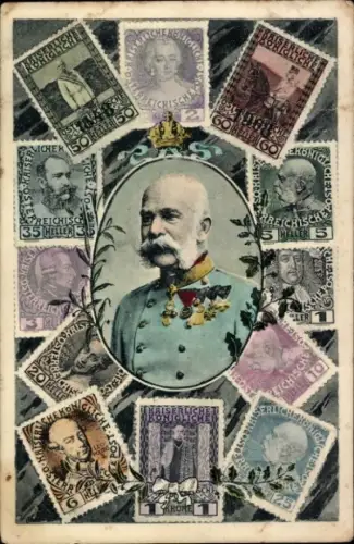 Briefmarken Ak Kaiser Franz Joseph I., Portrait