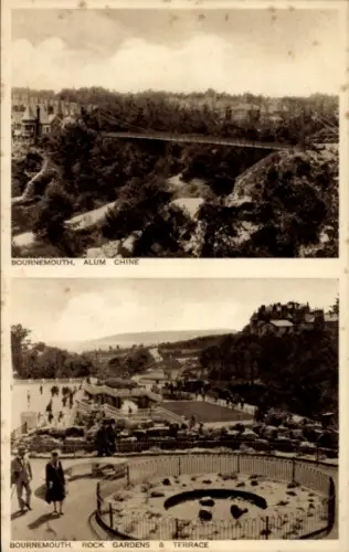 Ak Bournemouth Dorset England,  Alum Chine,  Rock Gardens & Terrace