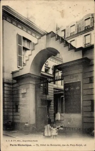 Ak Paris III, Rue du Parc Royal, Hotel de Bonneval