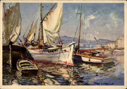 Künstler Ak Cardella, Tony, Saint Tropez Var, Boote
