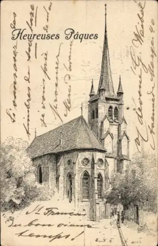 Ak Frohe Ostern, Kirche in Genf Stadt Schweiz