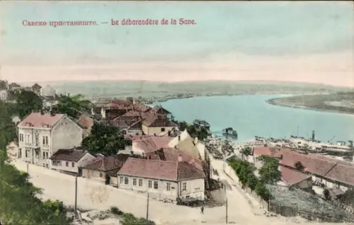 CPA Serbie, Le débarcadère de la Save