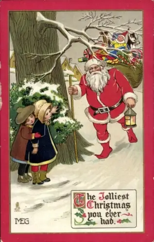 Ak Glückwunsch Weihnachten, Weihnachtsmann, Geschenke, Kinder
