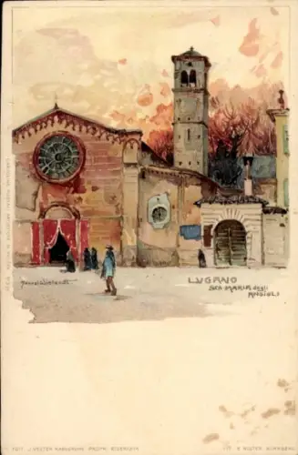 Künstler Ak Wielandt, Manuel, Litho Lugano Kanton Tessin Schweiz, Santa Maria degli Angioli