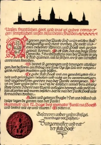 Ak Soest in Westfalen, Soester Fehde 11.-13. Juni 1931, Pankgrafen stürmen Stadt, Siegel