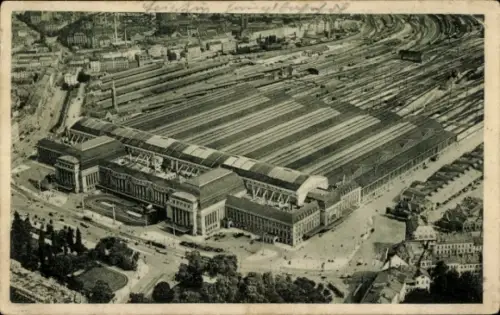 Ak Leipzig, Hauptbahnhof, Luftbild