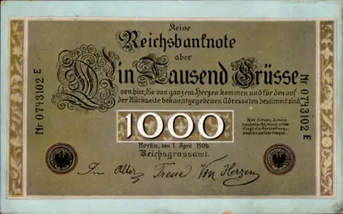 Ak Keine Reichsbanknote aber Ein Tausend Grüße