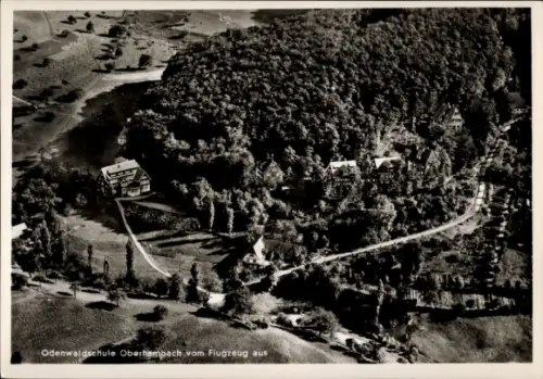 Ak Ober Hambach Heppenheim an der Bergstraße Hessen, Odenwaldschule, Fliegeraufnahme