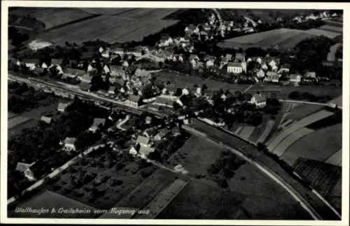 Ak Wallhausen Kreis Crailsheim in Württemberg, Luftaufnahme