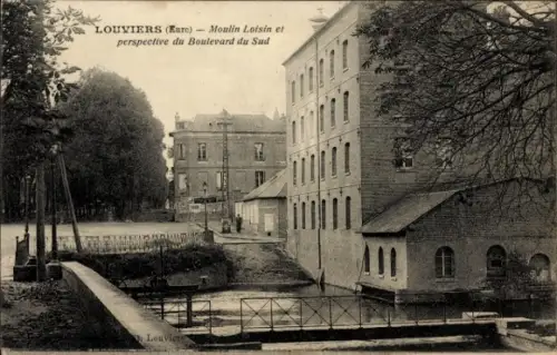 CPA Louviers Eure, Moulin Loisin et perspective du Boulevard du Sud