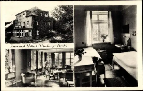 Ak Hützel Bispingen Lüneburger Heide, Immenhof, Außen u. Innenansicht