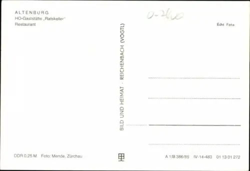 Ak Altenburg in Thüringen, HO Gaststätte Ratskeller, Restaurant