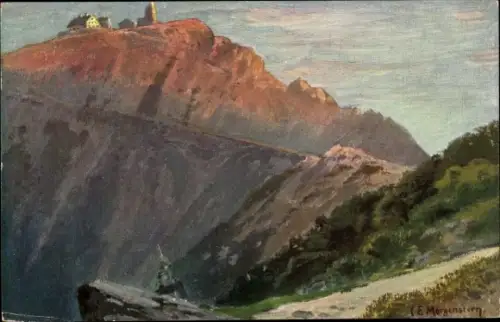 Künstler Ak Morgenstern, E., Blick vom Melzergrund auf die Schneekoppe