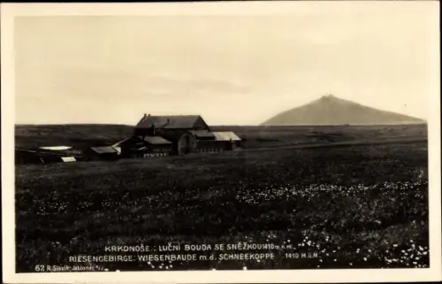 Ak Pec pod Sněžkou Petzer Riesengebirge Region Königsgrätz, Wiesenbaude, Luční bouda, Schneekoppe