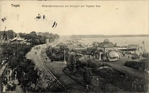 Ak Berlin Reinickendorf Tegel, Strandpromenade mit Anlagen am Tegeler See