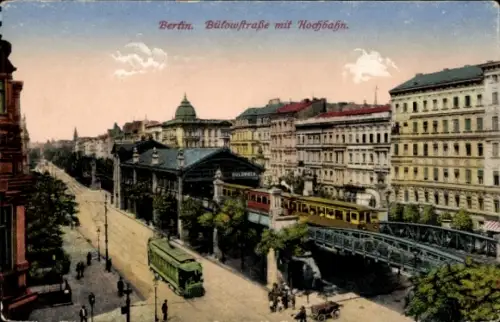 Ak Berlin Schöneberg, Bülowstraße mit Hochbahn, Bahnhof