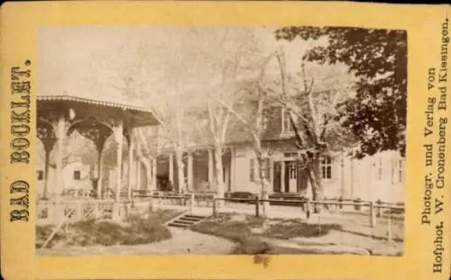 Ak Bad Kissingen Unterfranken Bayern, Schwarz-Weiß-Foto,  Pavillon, Bäume,  Aufnahme