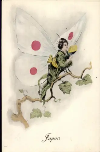 Künstler Ak Japan, Allegorisch, Frau als Schmetterling