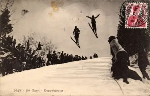 Ak Wintersport, Skispringer, Doppelsprung