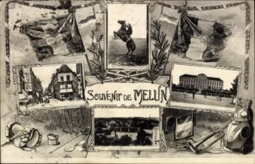 Ak Melun Seine et Marne, Ortsansichten, Gebäude, Straßenpartie