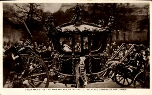 PC London, King George V and Queen Mary driving to the state opening of Parliament